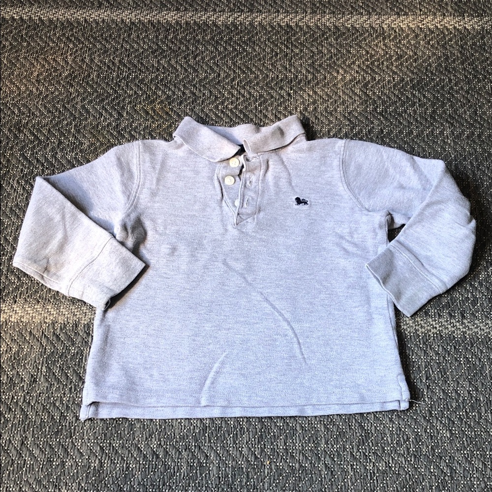 Old Navy Light Gray Long-Sleeve Polo Shirt